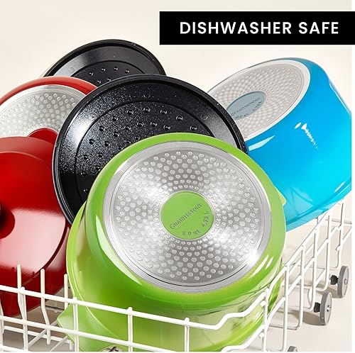 Miniatura 6 de Granitestone Olla ligera para horno holandés con tapa, olla de horno holandés antiadherente de 5 cuartos de galón, horno holandés esmaltado 10 en 1