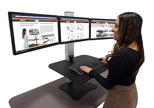 Victor DC475 High Rise Electric Triple Monitor Standing Desk Converter