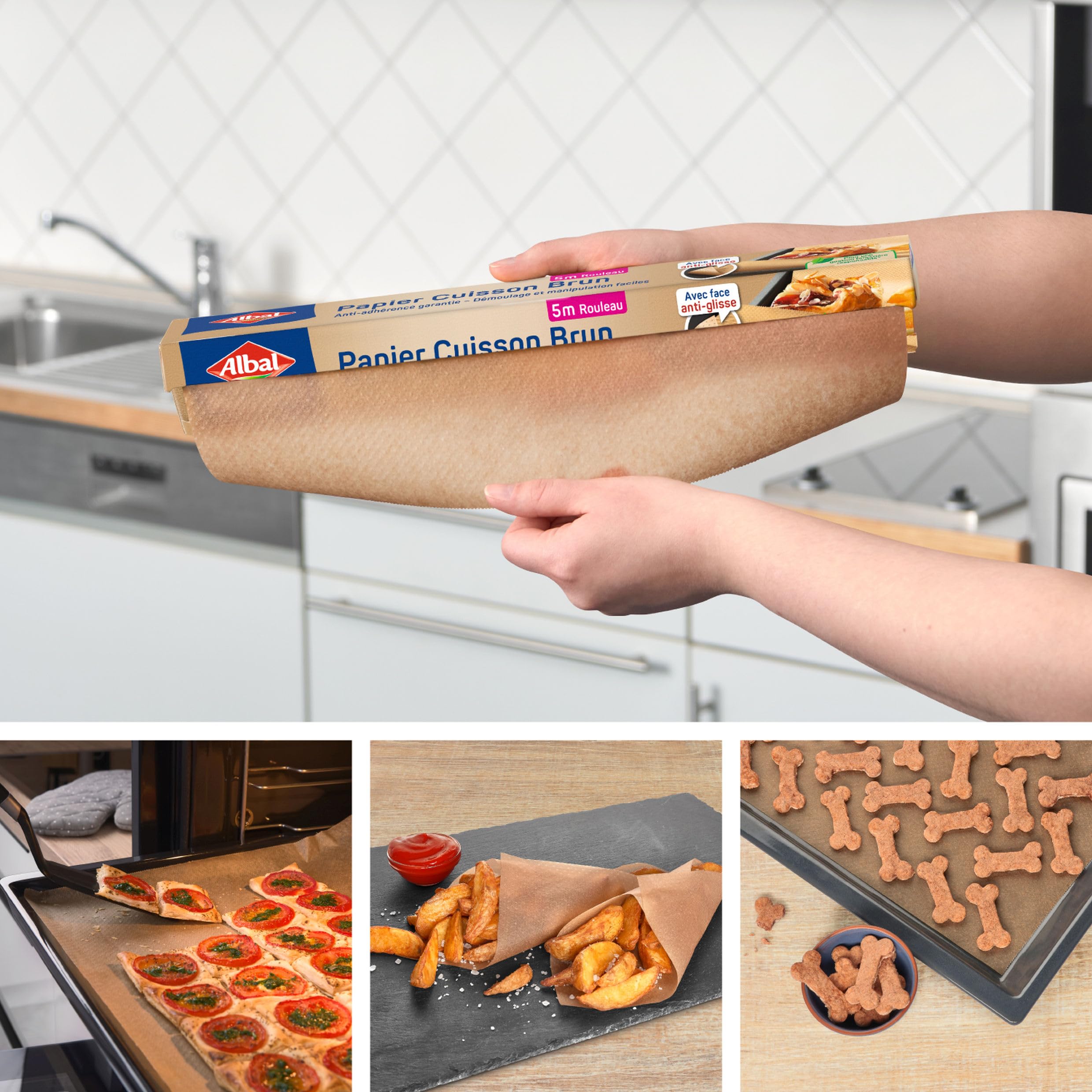 Albal Papier Cuisson Brun 5m Anti-adhérent Anti-glisse Naturel