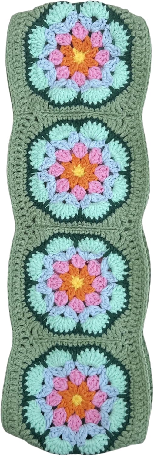 Handmade Crochet Granny Square Car Steering Wheel Covers Universal 14-15 inch for Women and Men (Steer Wheel Cover)
