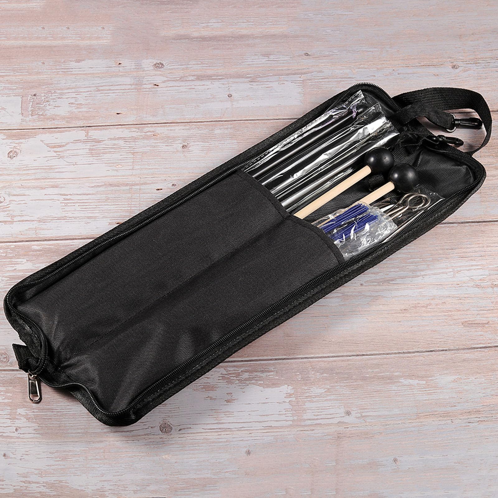Bacchette professionali Essential, diverse bacchette per batteria, con custodia, design impermeabile e resistente all'usura, in tessuto Oxford
