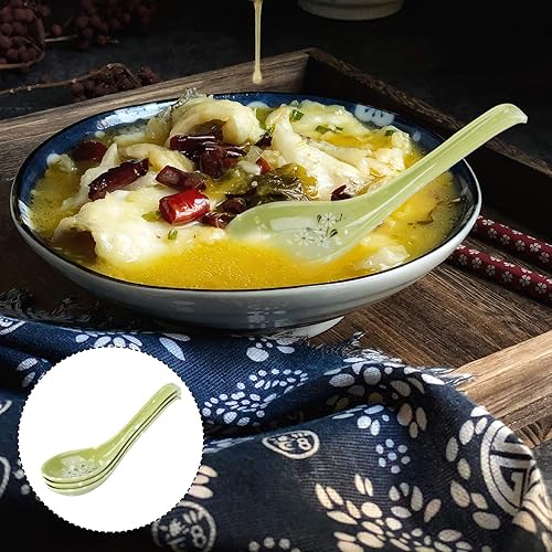 Miniatura 4 de Cucharas de sopa chinas  Cucharas de melamina, cucharas de servir de mango largo para el hogar, cocina o restaurante, juego de cucharas de cena 8
