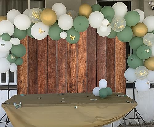 Miniatura 7 de Telón de fondo de madera rústica para fotografía, fondo de madera marrón para fiesta, fondo de madera vintage para baby shower, cumpleaños, panel de