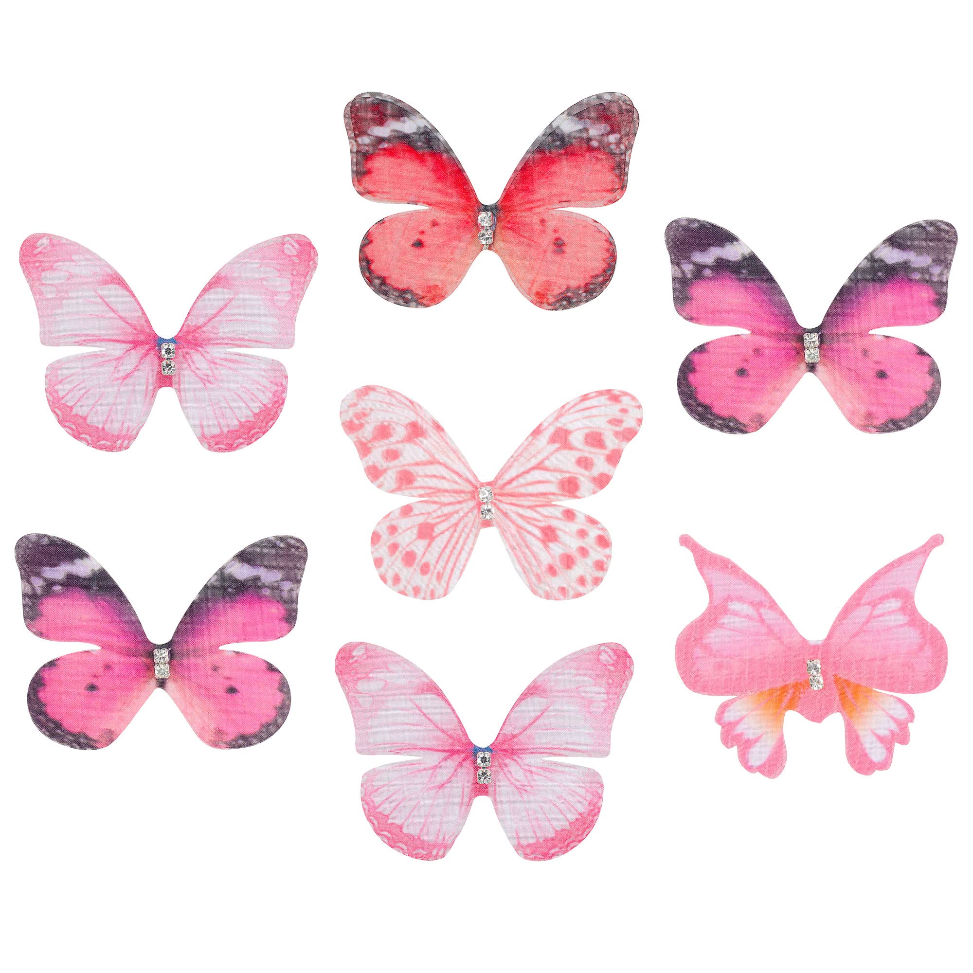 Gyufise30Pcs 3D Butterfly Cupcake Toppers with Crystal Double Layers Deep Pink Arts Butterfly Bridal Shower Cake Decorations for Wedding Fairy Birthday Baby Shower Party Supplies Mixed Styles