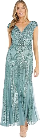 R&M Richards Womens Chateau Lumiere Beaded Gown