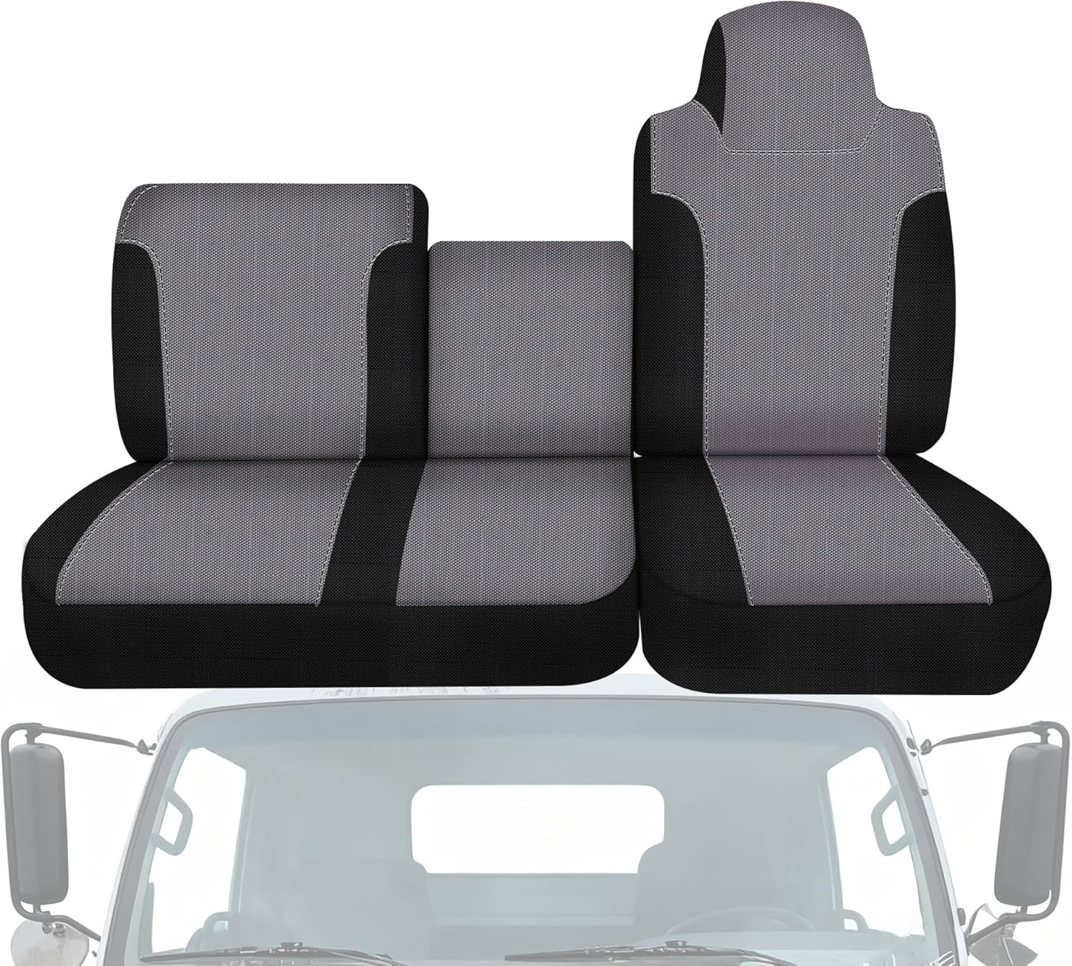 ESMING Front 40/60 Split Bench seat Covers for Isuzu NPR Seat Cover 1995 1996 1997 1998 1999 2000 2001 2002 2003 2004 2005 for Isuzu NPR Accessories Knitted Fabric with Soft Foam Lining - Gray