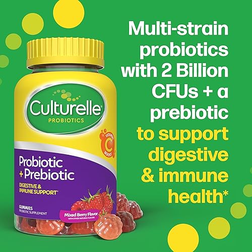 Miniatura 4 de Culturelle Gomitas probióticas diarias para hombres y mujeres, probióticas + prebióticas con refuerzo de vitamina C, digestivo + apoyo