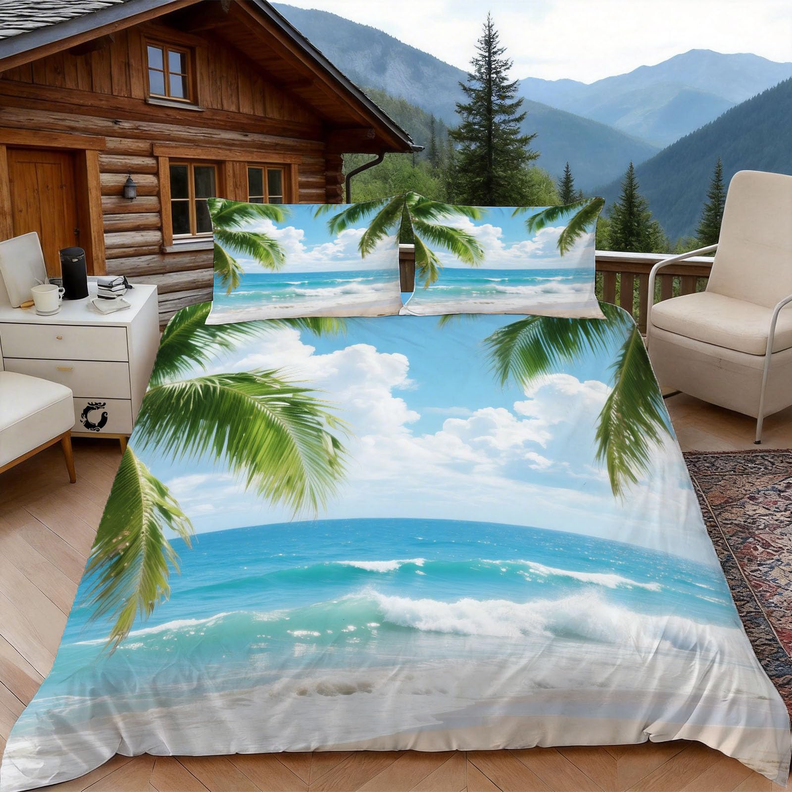 Parure de lit plage tropicale 140x200 pour une ambiance estivale unique
