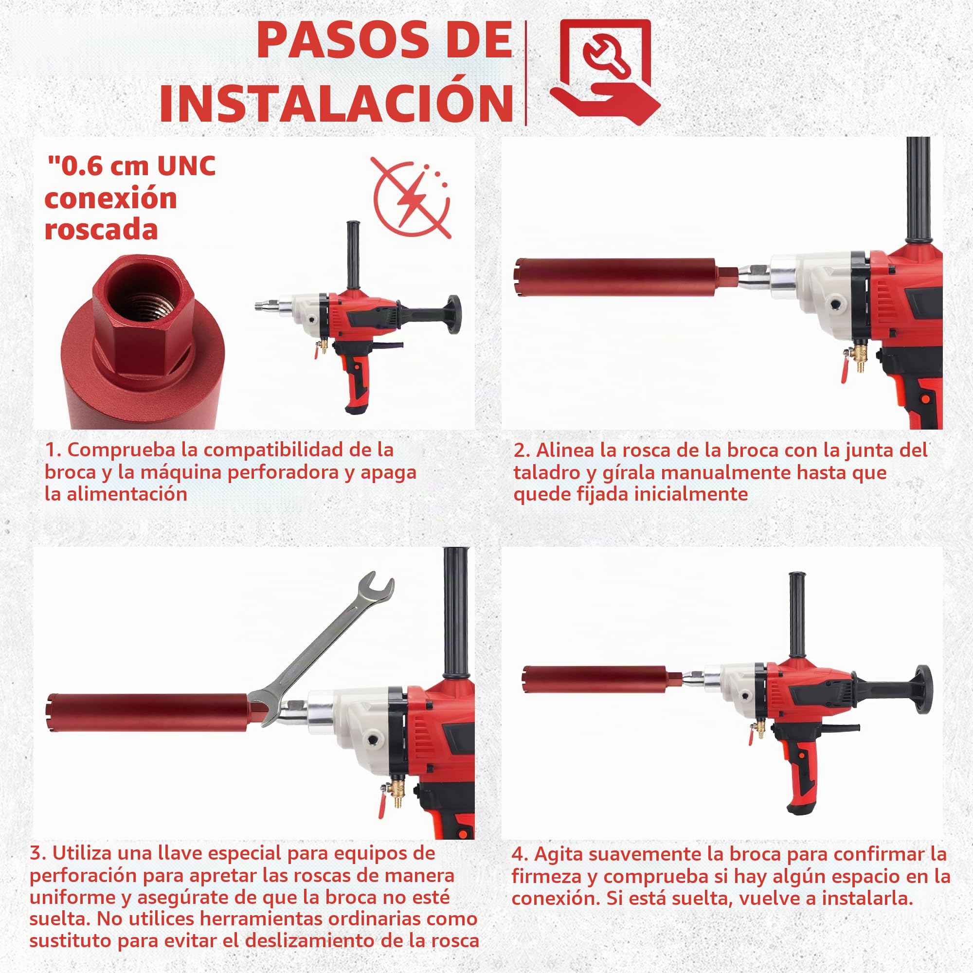 1¼" UNC Broca de Diamante Ø 83 mm, Longitud útil 400 mm,Broca de Sierra de Agujero,Corona de Perforación de Diamantada para Hormigón,Cemento,Piedra,Ladrillo