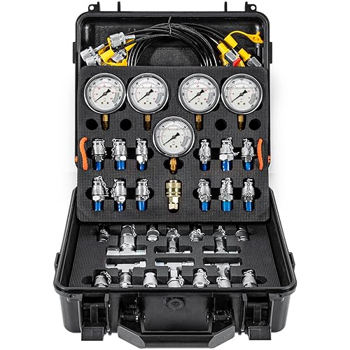 Miniatura 26 de Kit de prueba de presión hidráulica 60P con 5 calibradores, 24 acoplamientos, 3 mangueras de prueba para maquinaria de construcción de excavadoras
