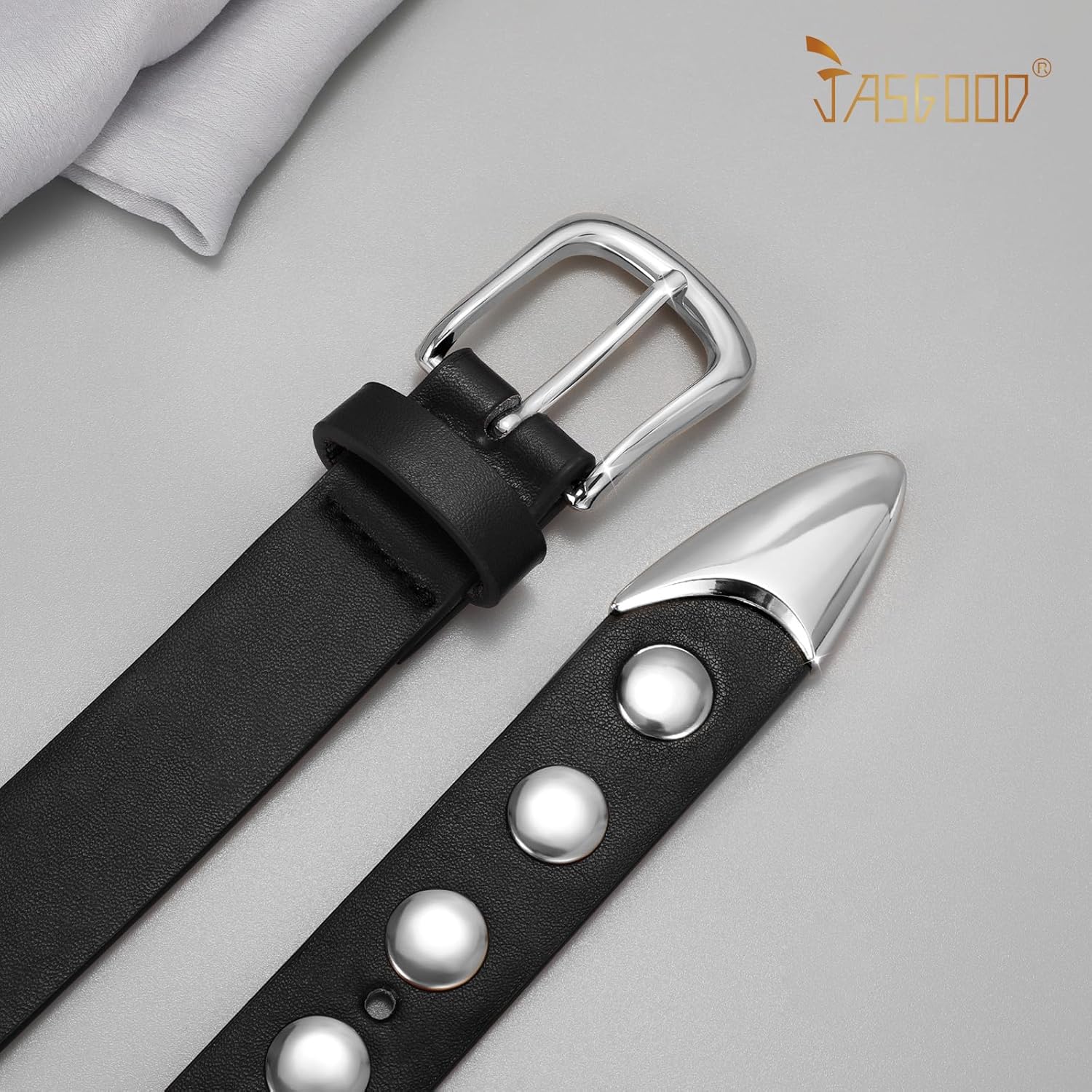 JASGOOD Women Fashion Leather Belt Punk Studded Belt for Jeans Pants Dresses - Image 4