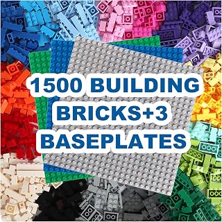 1500PCS Classic Building Bricks Set with 3 Baseplates | Compatible with Major Brands, Bulk Building Block Set, Multiple Colors, 3 Pack Baseplates Included, Creative Building Play