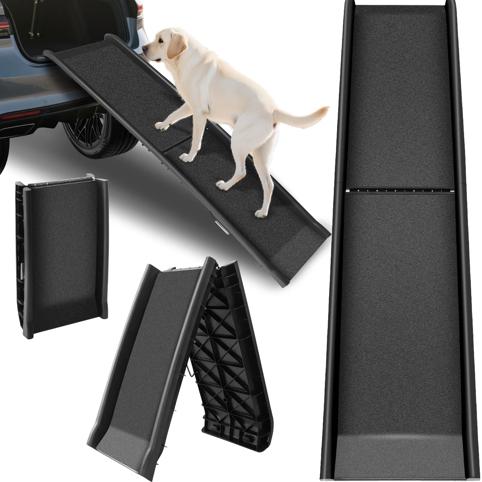 156cm Folding Pet Ramp for Dogs, Pet Ramp Anti Slip Car Seat Lift Dog Ramps Lightweight&Portable Stairs 61.42inch/Foldable Dog Step Walking Tool