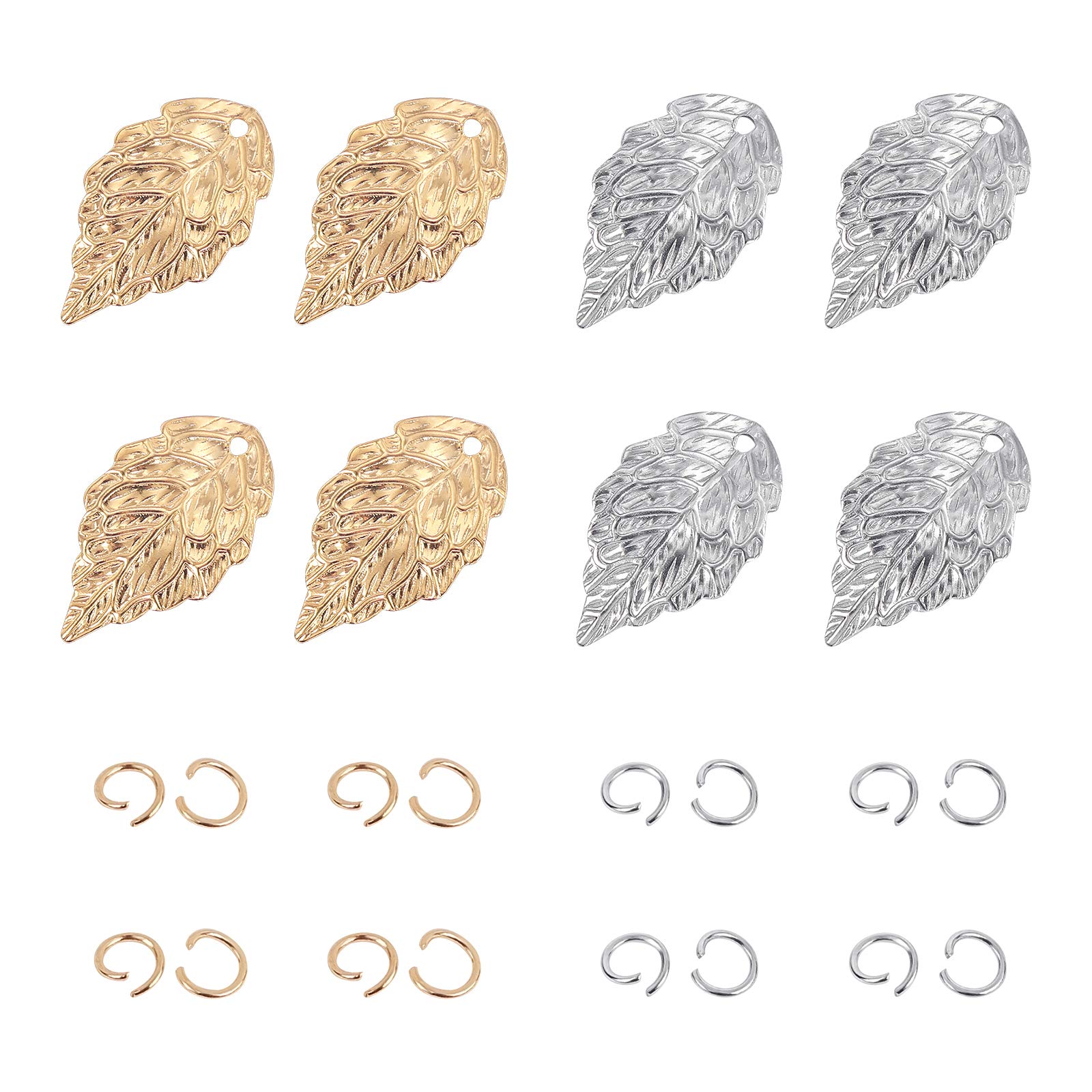 16 Links De Feuille UNICRAFTALE - Acier Inoxydable Or Et Argent 1.4-1.8mm