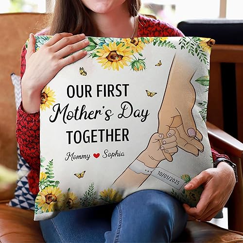 Miniatura 3 de Hyturtle Personalized Best Mom Pillow with Insert Custom Gift for Mother from Daughter Son Inspirational Cushion for Birthday, Christmas, Mothers