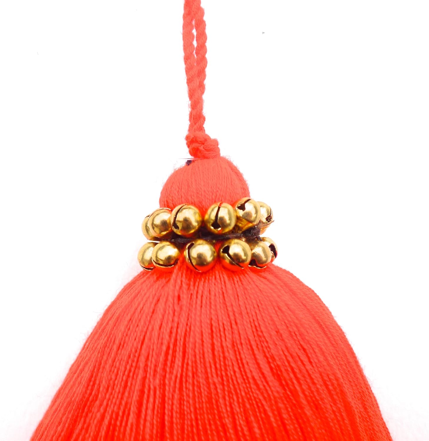 Tassellini Multi-Colored Layered Large Cotton Tassel with Hanging Loop for Furniture Décor, Home or Handbag Accessory (Red)
