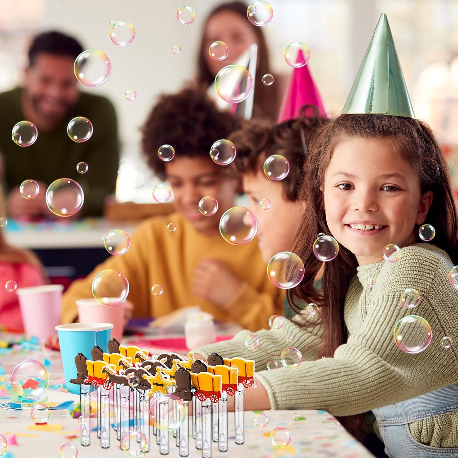 30 Pcs Bubbles Party Favors Mini Bubble Wands Tube Bulk Theme Maker Goodie Bags Stuffer Prizes Birthday Gift for Solution(Western)