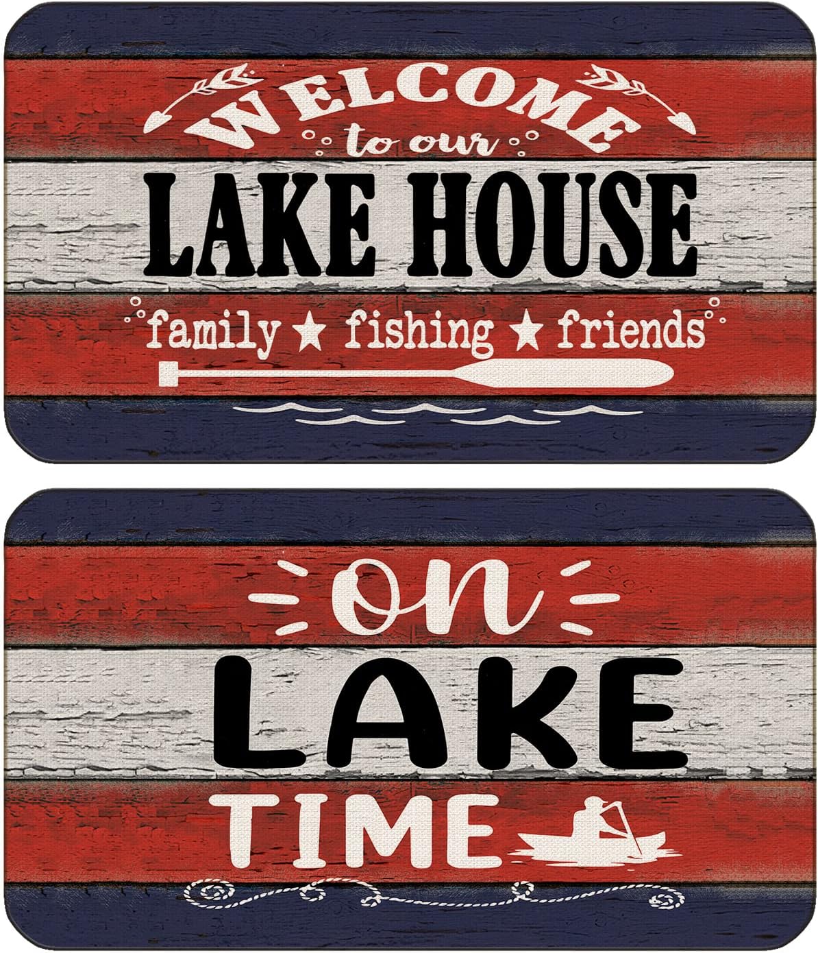 BXFAHZJ Lake House Life is Better at The Lake Door Mat 17x30 Inch Set of 2 Indoor Outdoor Entrance Doormat Decor