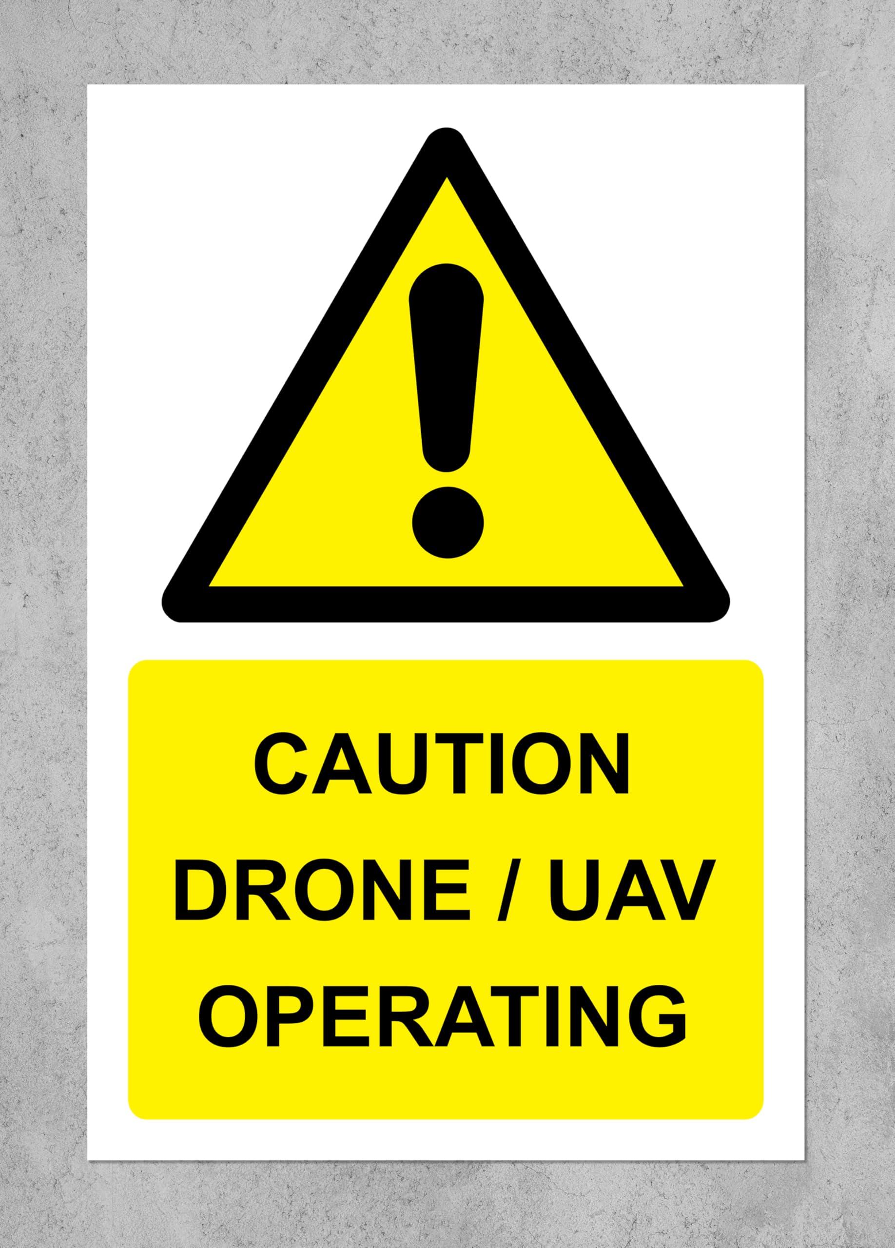 Caution Drone/UAV Operating Safety Sign - Self Adhesive Sticker 300mm x 200mm