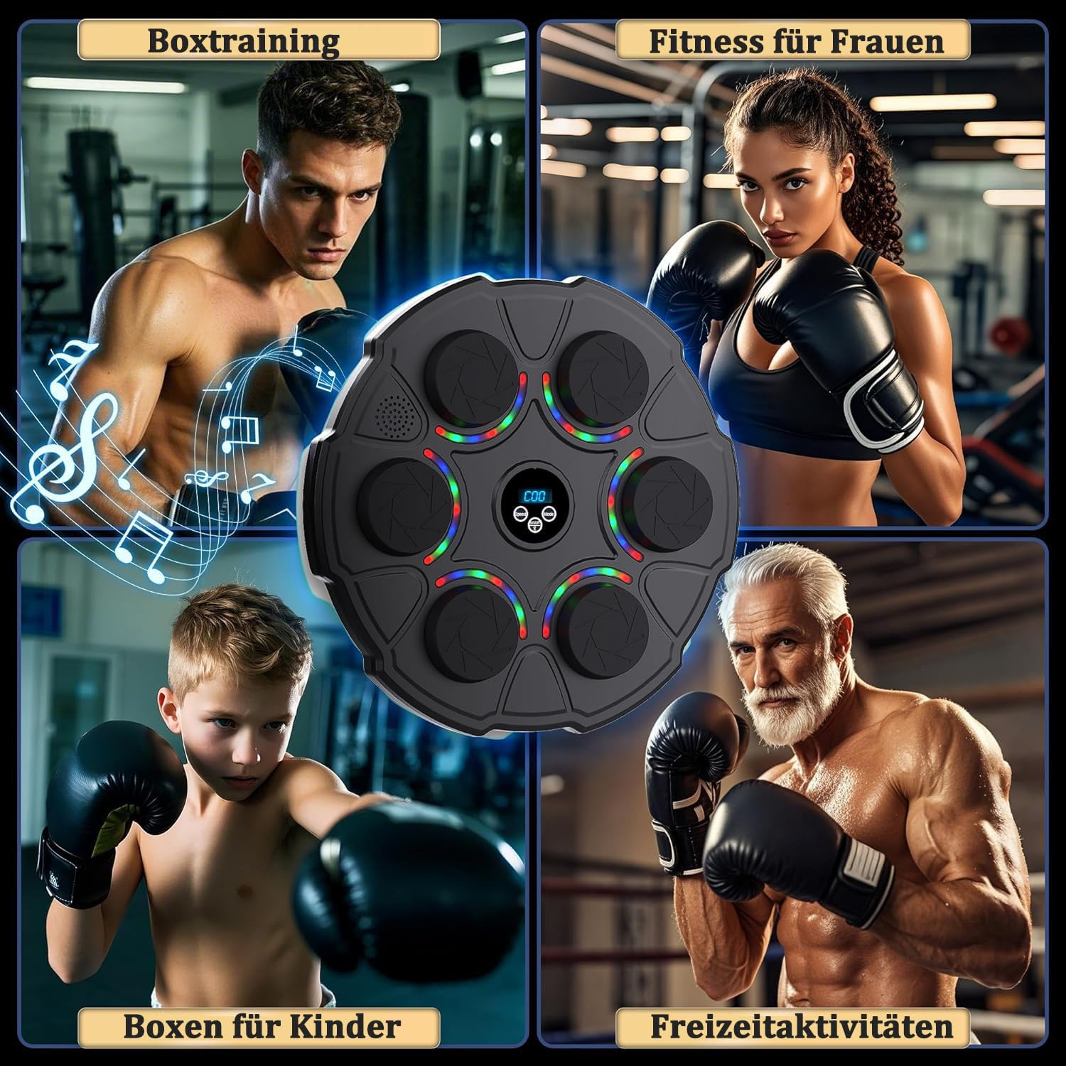 Music Boxing Machine,Elektronische Musik Boxmaschine mit Boxhandschuhen | Bluetooth Boxautomat mit 9 Geschwindigkeitsmodi und Zählmodus,Boxen Training Geschenk für Erwachsene und Kinder