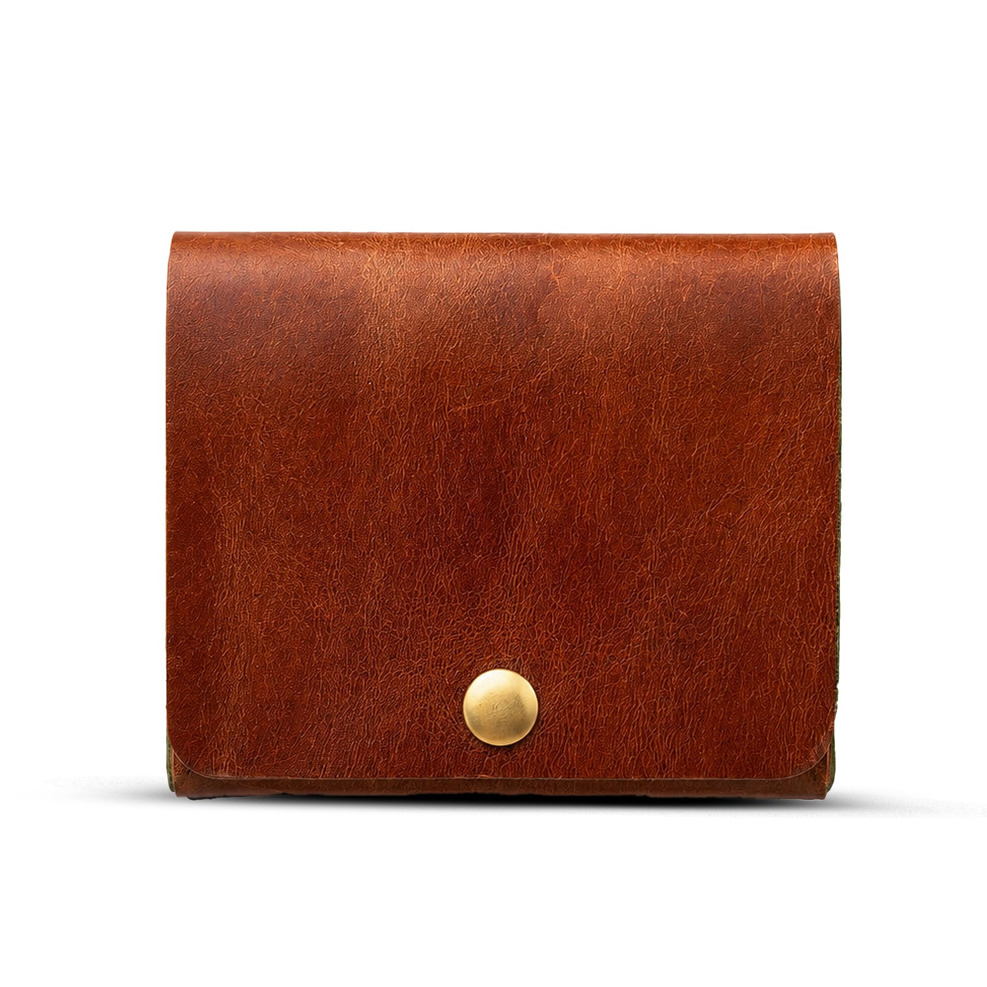 Crushed Textured Genuine Leather Batua Wallet for Men & Women | Handcrafted Tan Leather Cash & Card Holder | Snap Button Closure | Compact Ethnic Money Pouch-image-4