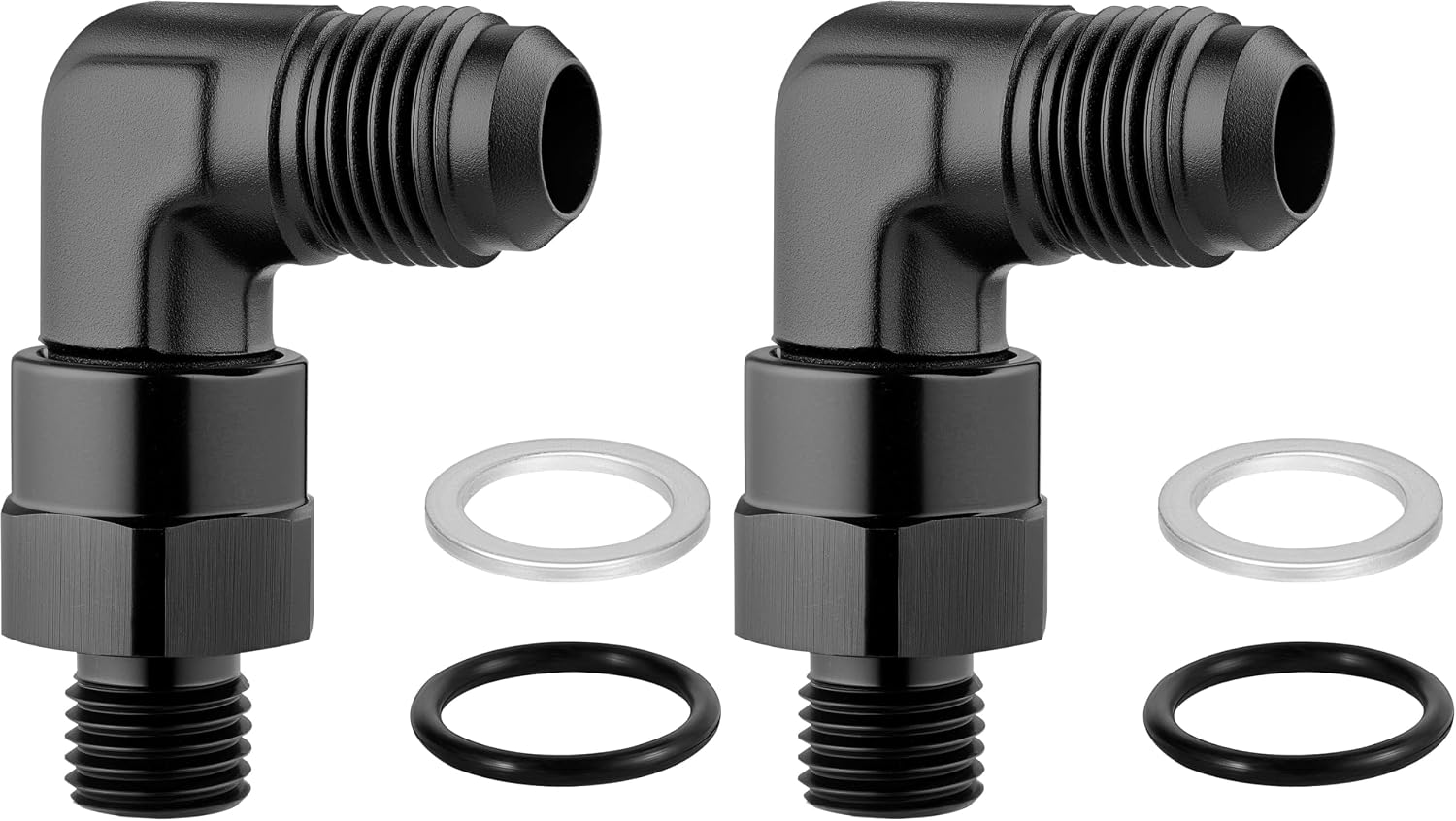 EVIL ENERGY 6AN Male Flare to M12x1.5mm Male Metric Swivel Fitting 90-Degree Elbow Adapter Forged Hose End Aluminum Black