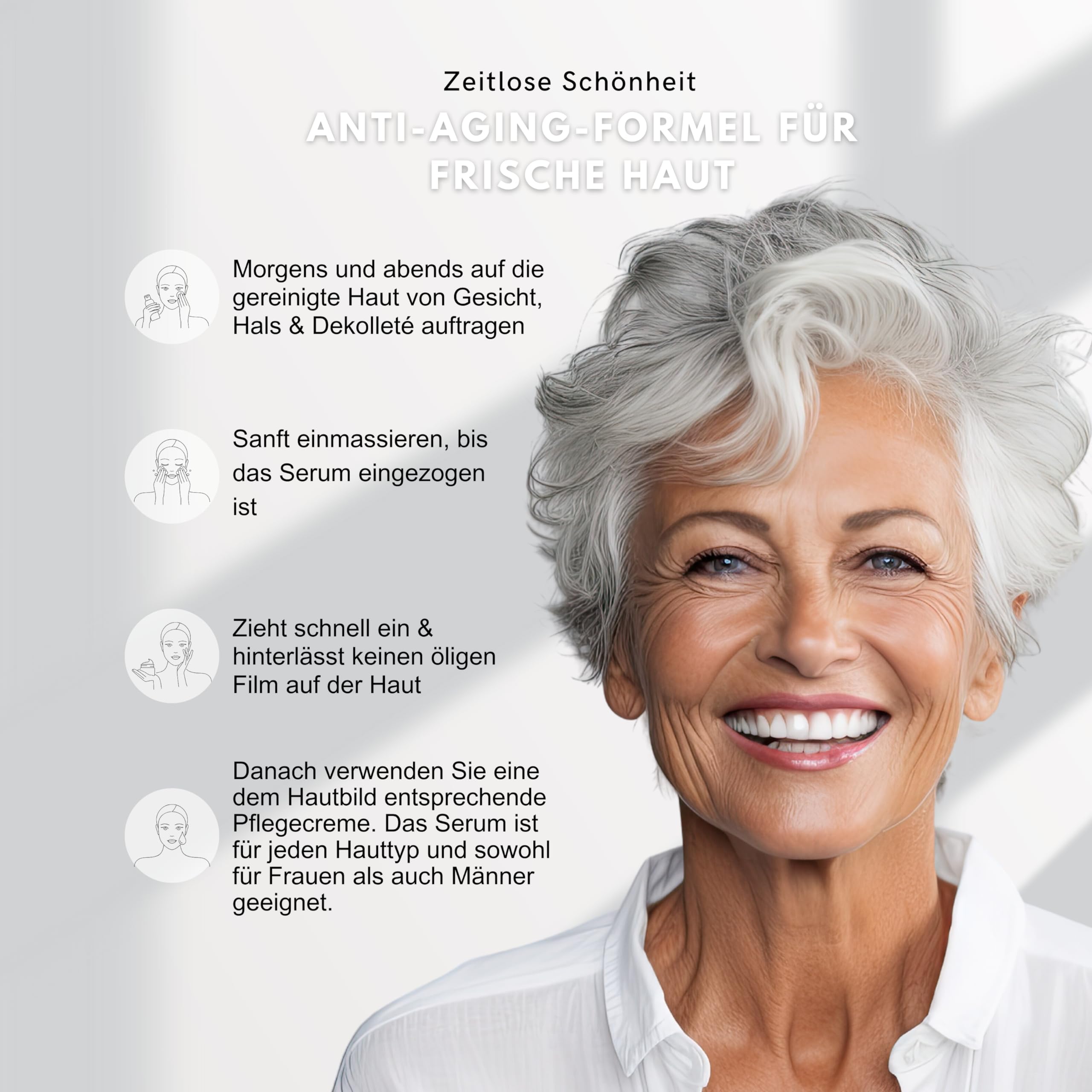 24h Anti Aging Hyaluron Serum Gesicht | 30 ml Hyaluronsäure Serum hochdosiert für Hals, Augen und Dekolleté - Soforteffekt gegen Falten & Augenringe - Hautserum feuchtigkeitsspendend & vegan