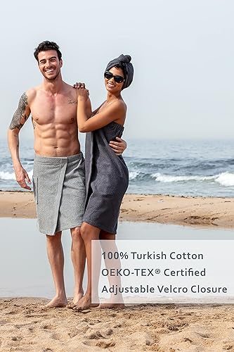 Miniatura 4 de SEYANTE Toalla de baño de spa para hombre, 100% algodón turco con cierre ajustable, con certificación OEKO-TEX