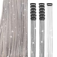 Vista 20 de Juego de 12 piezas de oropel para el cabello, accesorios para el cabello con clip de arco iris de 20.5 pulgadas, kit de oropel de hada para mujeres