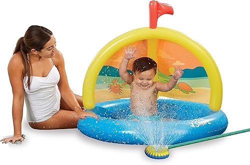 Miniatura 10 de SunSmart Lazy River - Piscina infantil con dos patitos de juguete, piscina inflable para niños con toldo extraíble UPF50, piscina resistente para