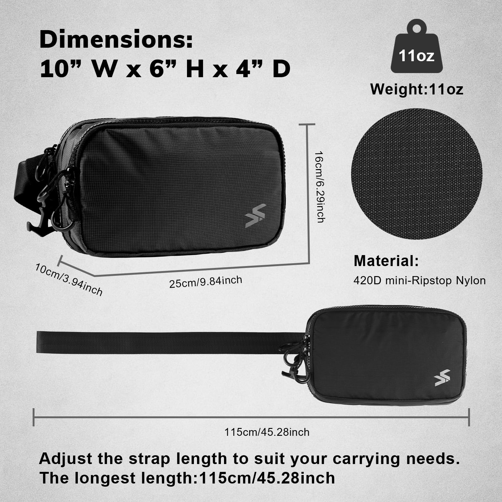 Bauchtasche Nylon 420D Outdoor Gürteltasche Quick Release Kleine Tasche Multifunktions Aufbewahrungstasche EDC Pistolentasche (Black)