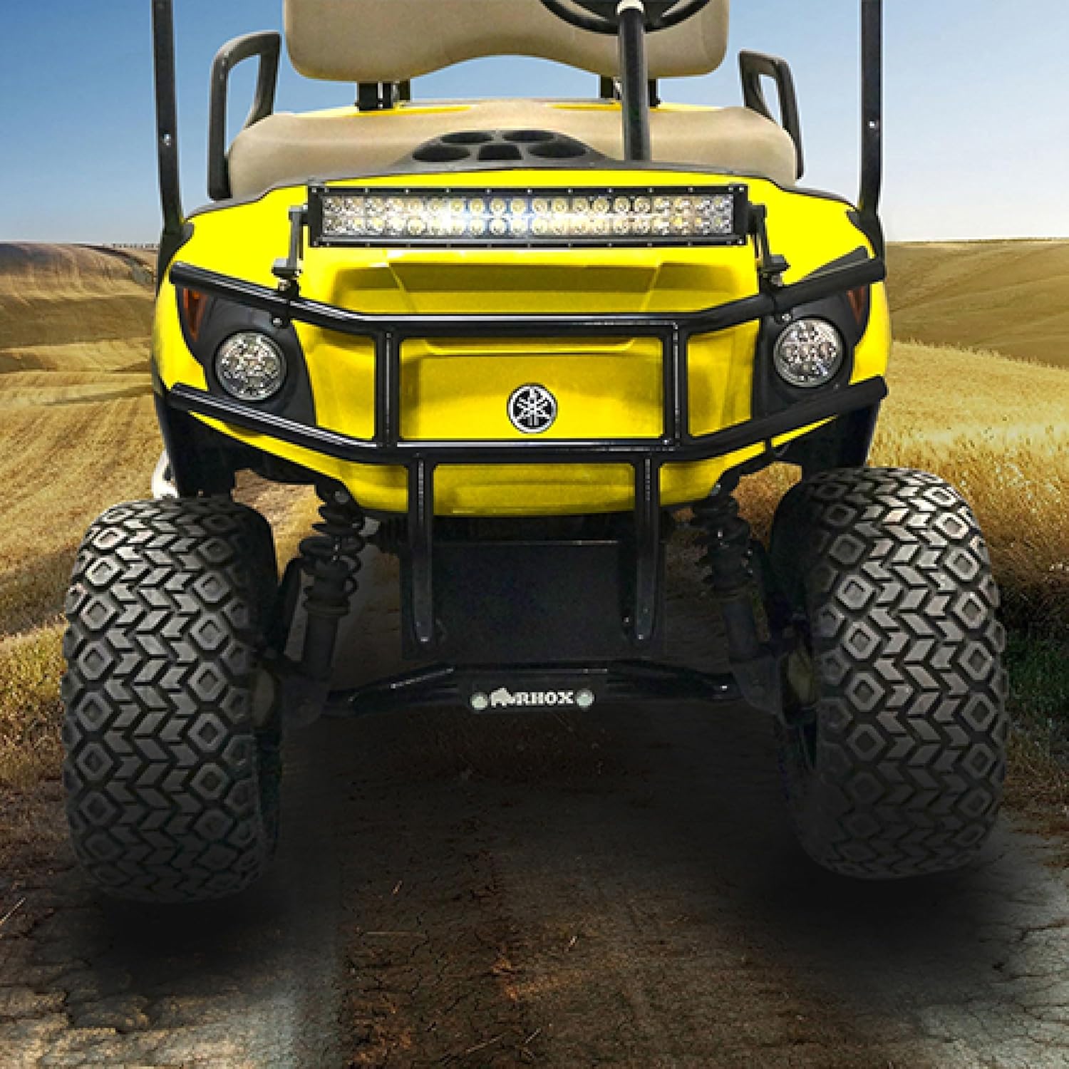 Red Hawk BG-123 Brush Guard Compatible with/Replacement for Yamaha Drive Front Black Powder Coat Steel Golf Carts