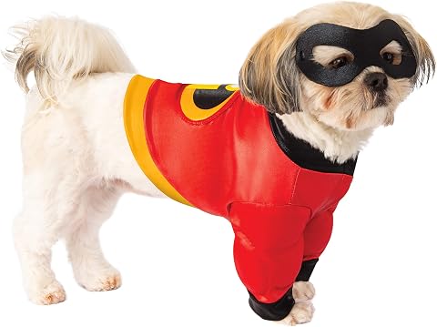 Rubie's Üniseks yetişkin Disney: Incredibles 2 gömlek ve maske, evcil hayvan kostümü, resimdeki gibi, M boyun çevresi 14,5, çevre 20, sırt 15 US