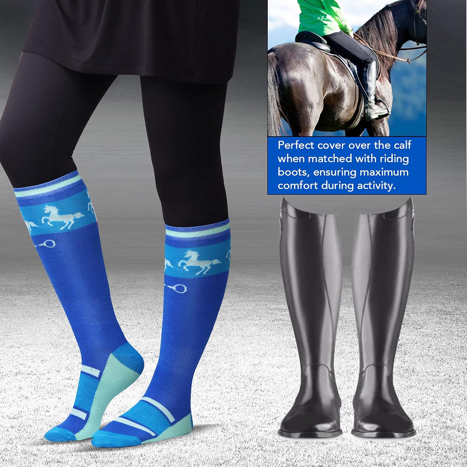 Harrison Howard 3 Pairs Premium Quality Equestrian Riding Socks for Horse Riding &Tall Boot Knee High Socks for Women - Image 9