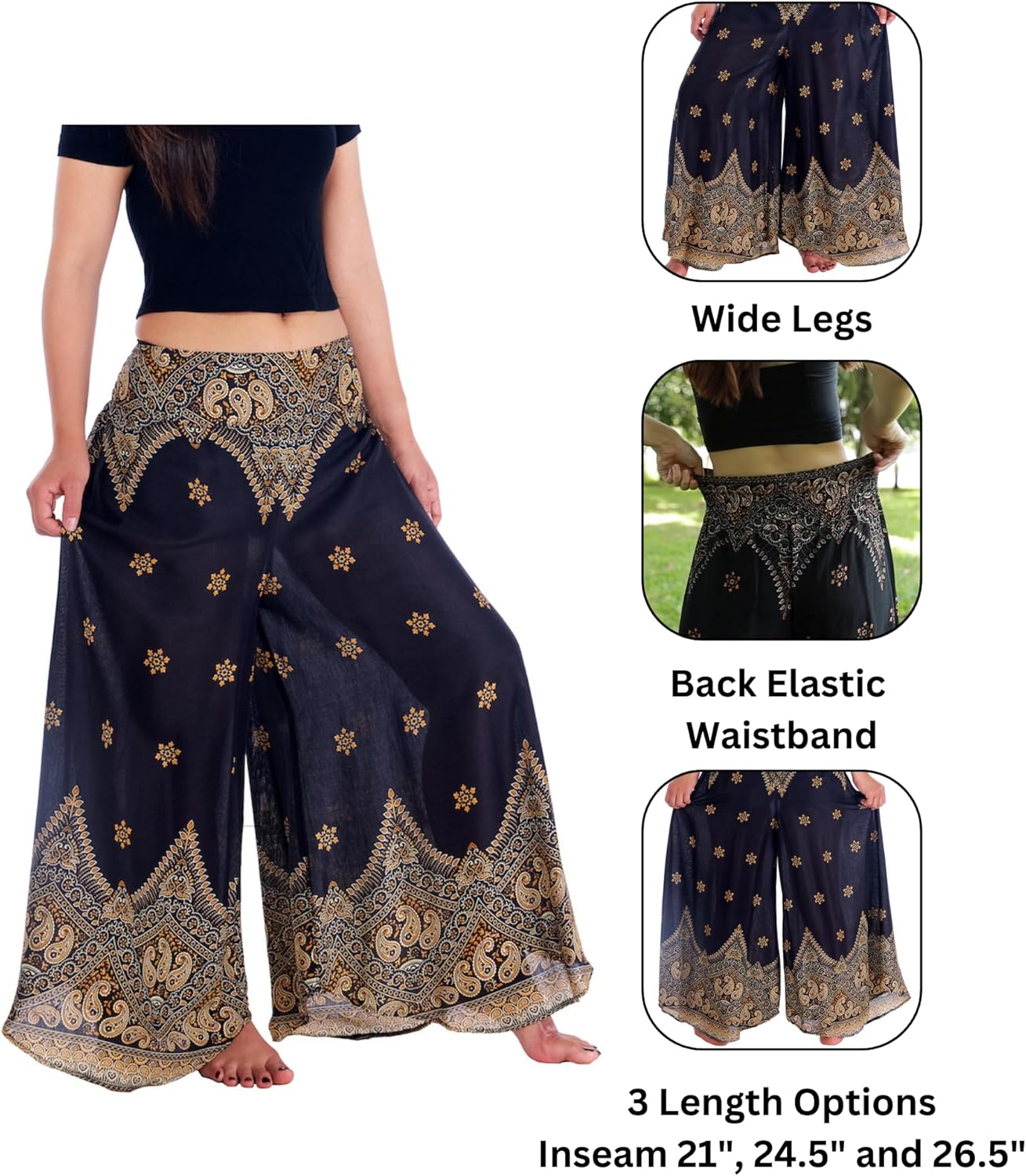 Lannaclothesdesign Palazzo Pants for Women Wide Leg Boho Harem Yoga Pants S M L XL Sizes - Image 4