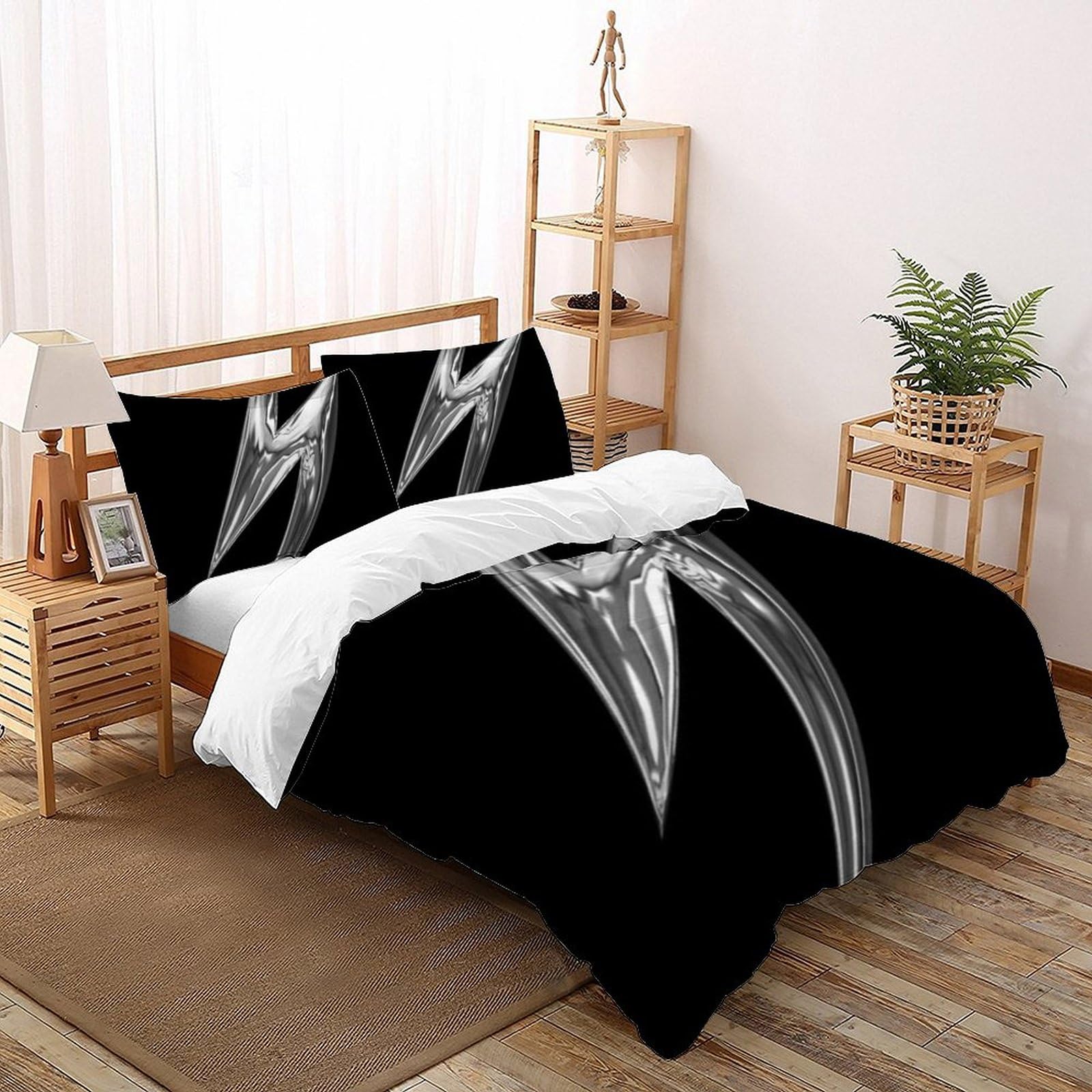 Housse de couette King 220x240cm imprimé 3D blanc fermeture éclair