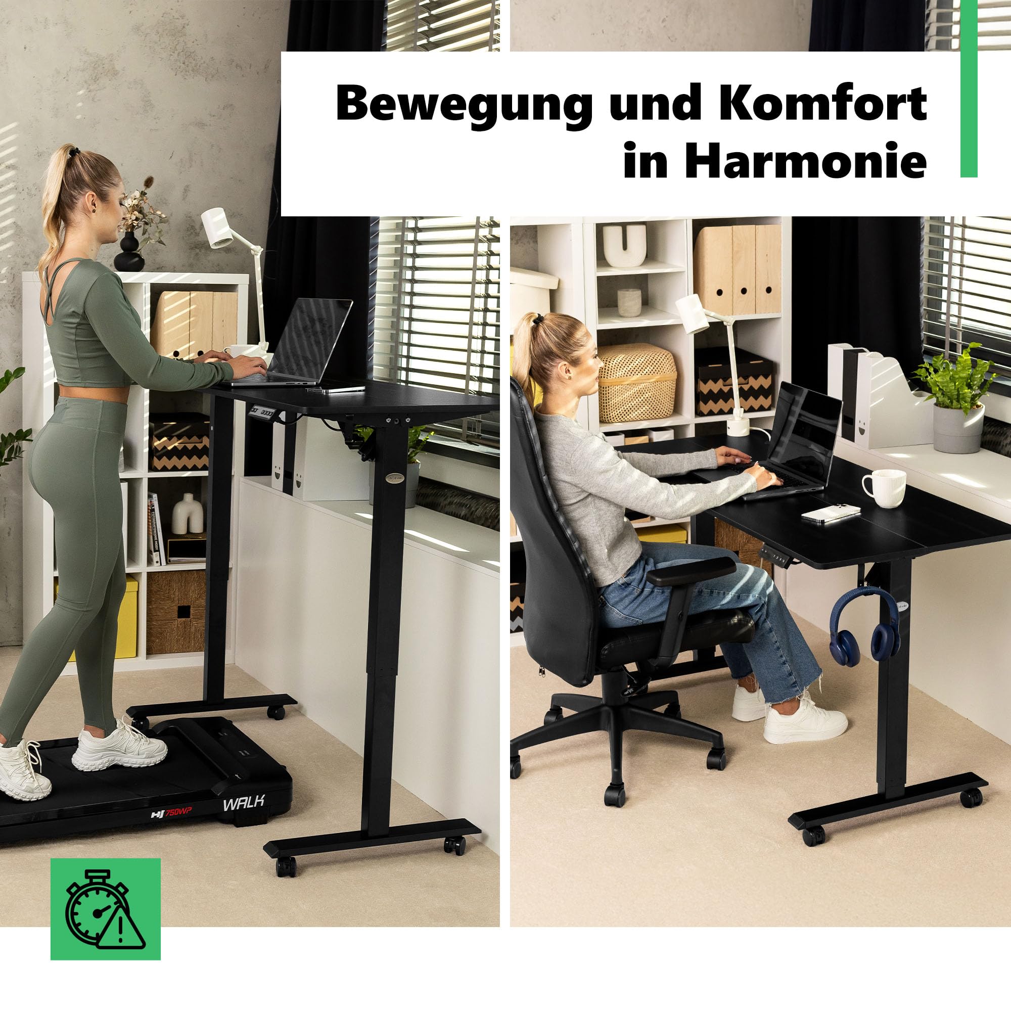 di volio Elektrischer Schreibtisch Höhenverstellbar Schwarz 120x60 cm Amone | Memory-Funktion, Sitz-Steh-Arbeitsplatz, Ergonomischer Bürotisch, Computertisch, Homeoffice, Stabile Konstruktion