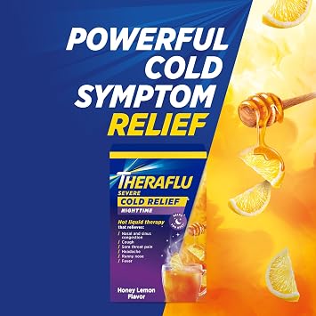 Theraflu Nighttime Severe Cold Relief Honey Lemon Flavor Powder - 6 Ct (Pack of 1)