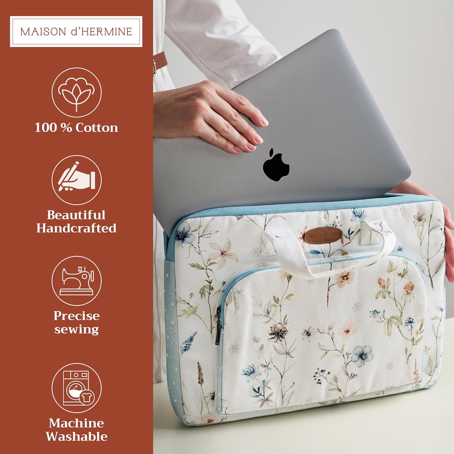 Maison d'Hermine Laptop bag with front pocket Stain and water repellent Cotton canvas