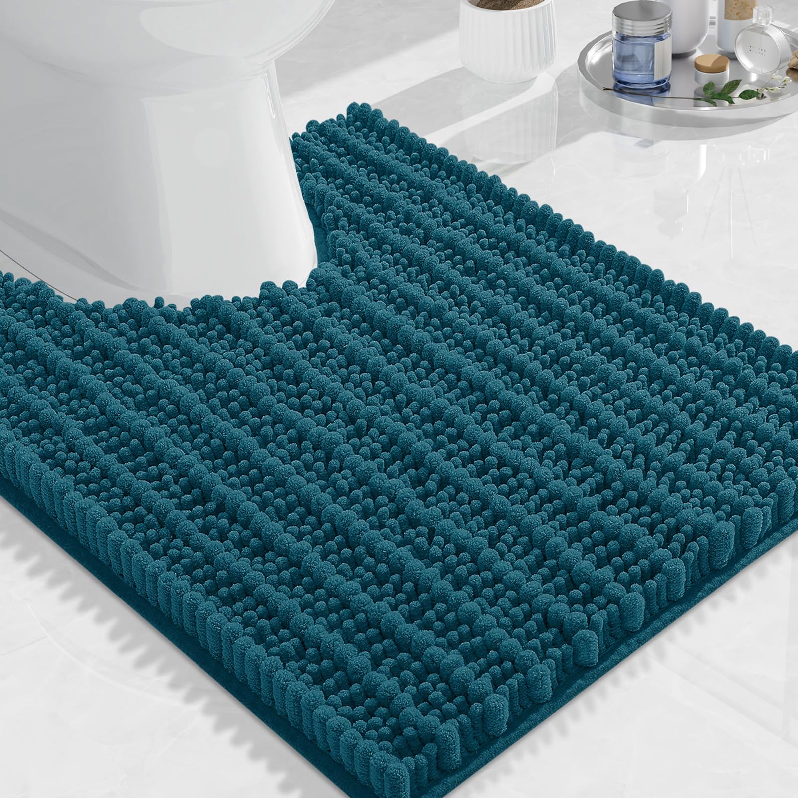 Arotive Toilet Rugs U-Shaped 24x20, Soft Absorbent Chenille Shaggy Bath Mat