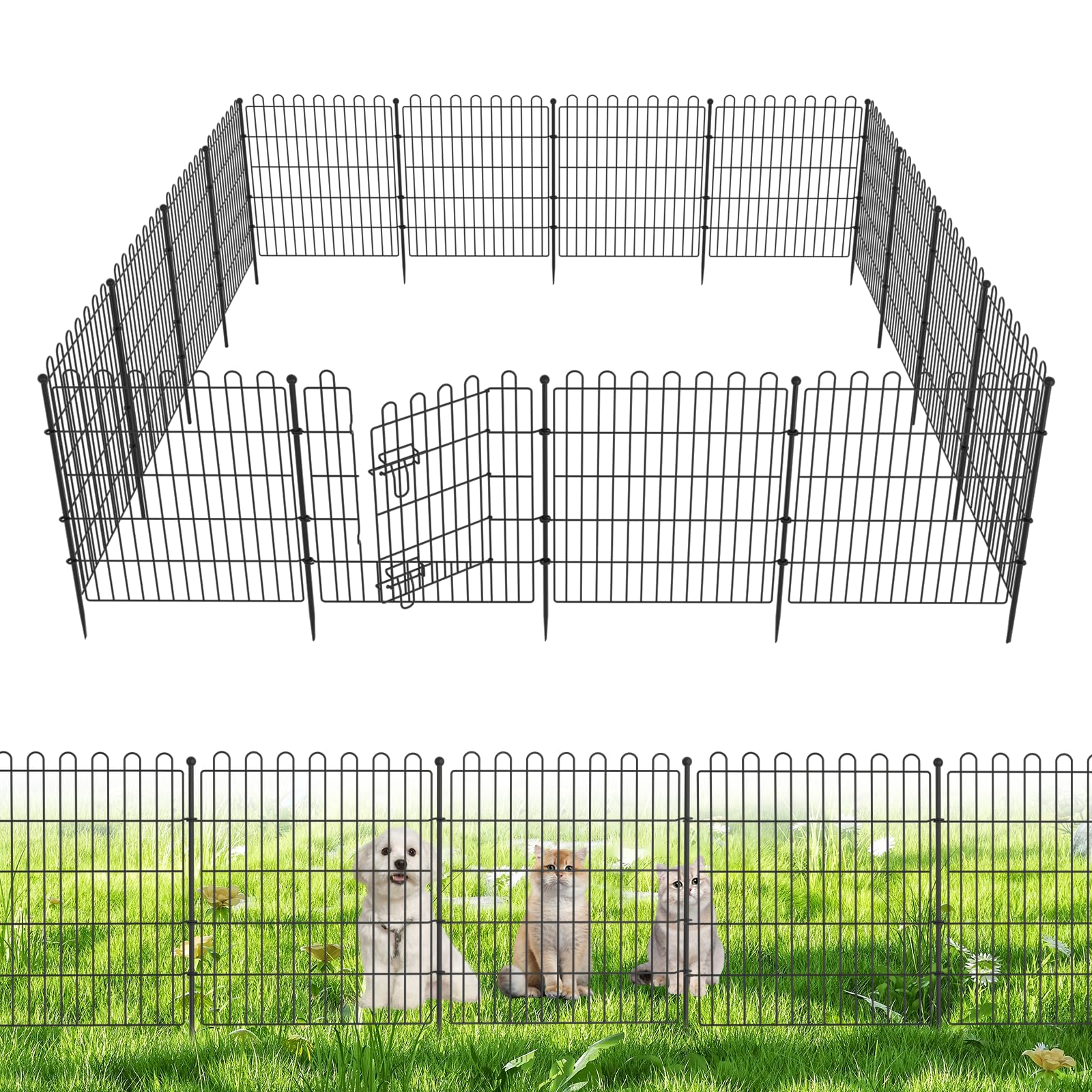 10 Panels with Lock 24 in(H) X 20ft(L) No Dig Decorative Outdoor Garden Lace Fence for Yard