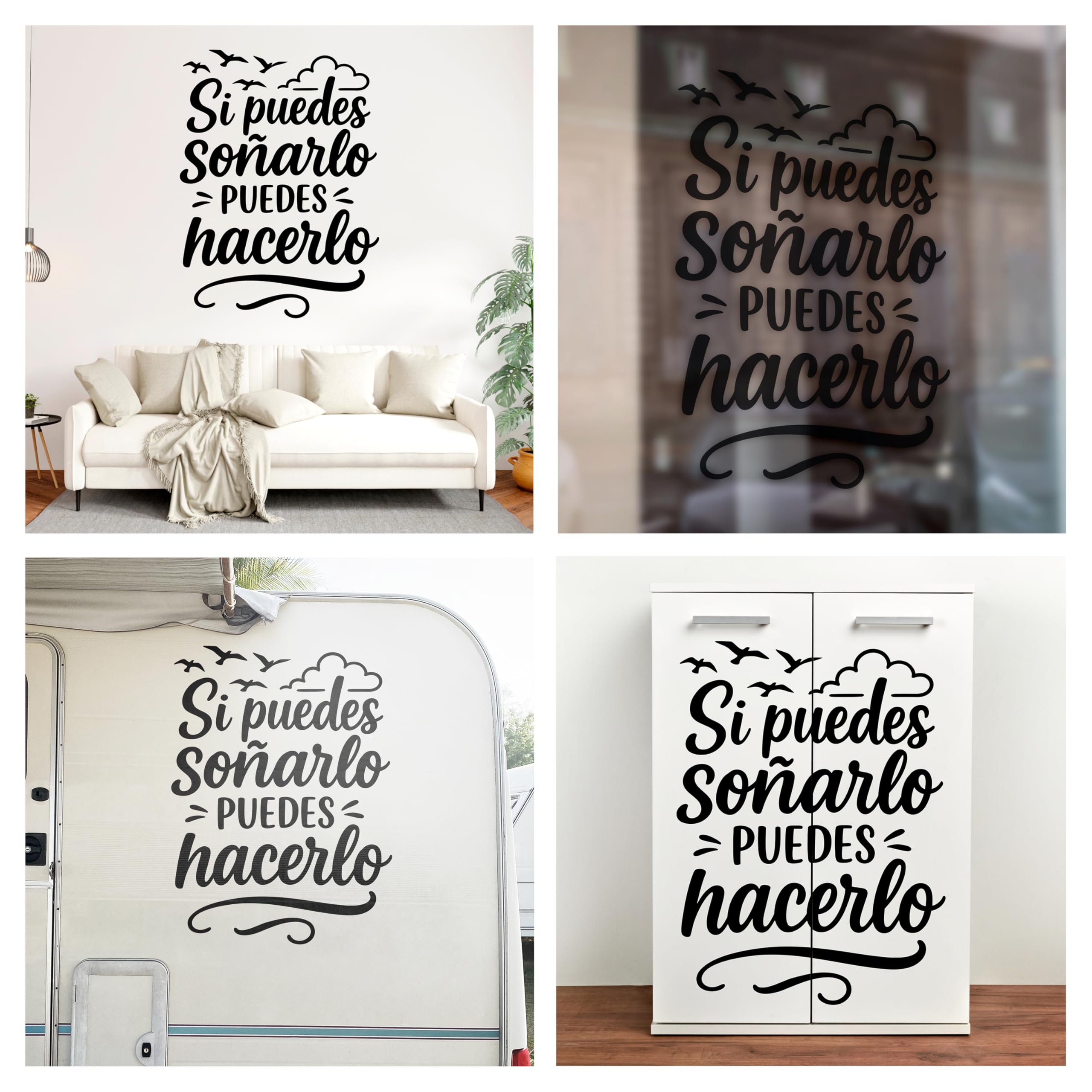 Vinilo Decorativo con Frase Inspiradora "Si Puedes Soñarlo Puedes Hacerlo", Pegatina Motivacional para Hogar, Oficina o Estudio, Adhesivo de Pared con Mensaje Positivo (Negro, 60 x 44 cm)