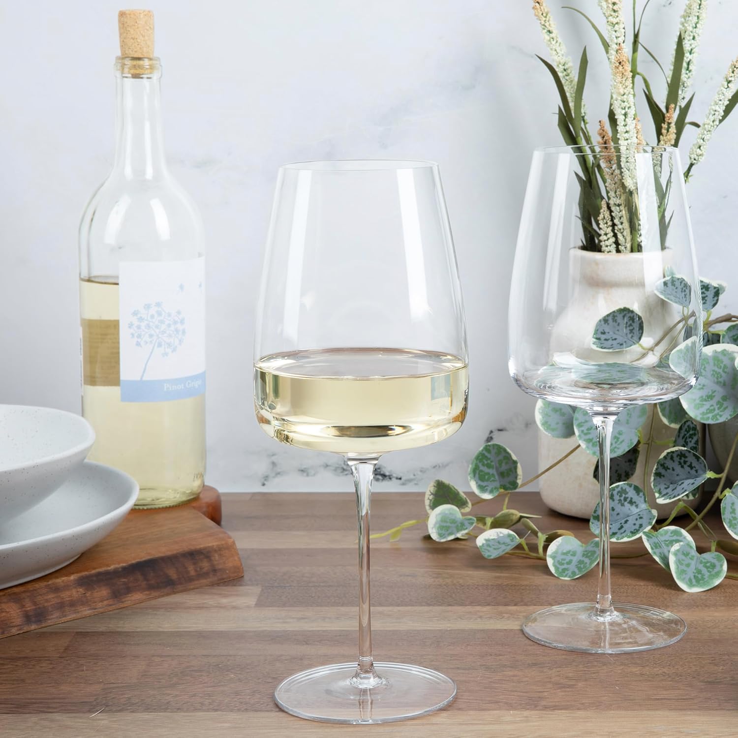 Tall Pour Wine Glasses by Larder & Vine, Set of 4 Large Bowl Stemware for Red & White Wines, Elegant, All-Purpose Glasses for Full Aroma & Flavor