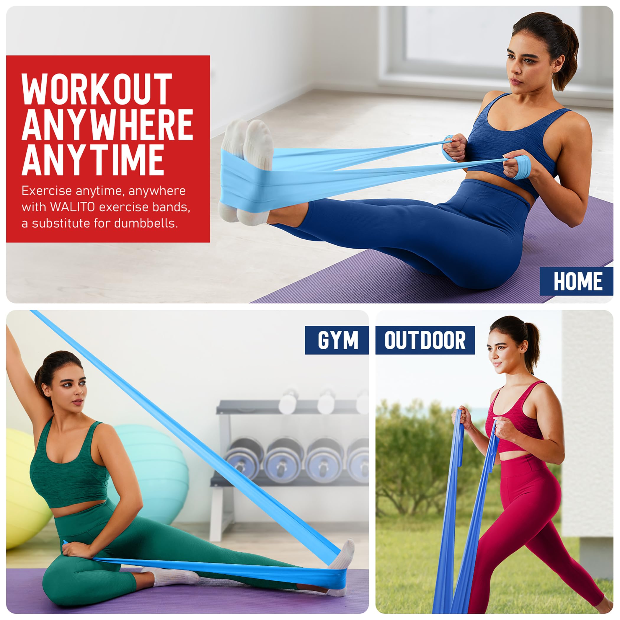 Bandas de resistencia para entrenamiento, bandas de ejercicio, banda de terapia física para ejercicio en casa, entrenamiento, entrenamiento de fuerza, yoga, pilates, rehabilitación, gimnasio, banda