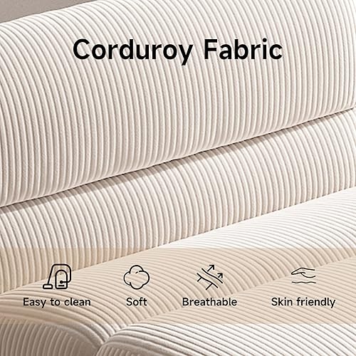 Miniatura 4 de Puf con otomana, acogedora y cómoda, de tela de pana ultra suave, silla de lectura con otomana para sala de estar, apartamento de dormitorio (beige)