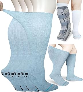 Walking Boot Sock Replacement Extra-Wide Knee High Socks for Foot Brace,Fracture Boot Men & Women 2 Pairs