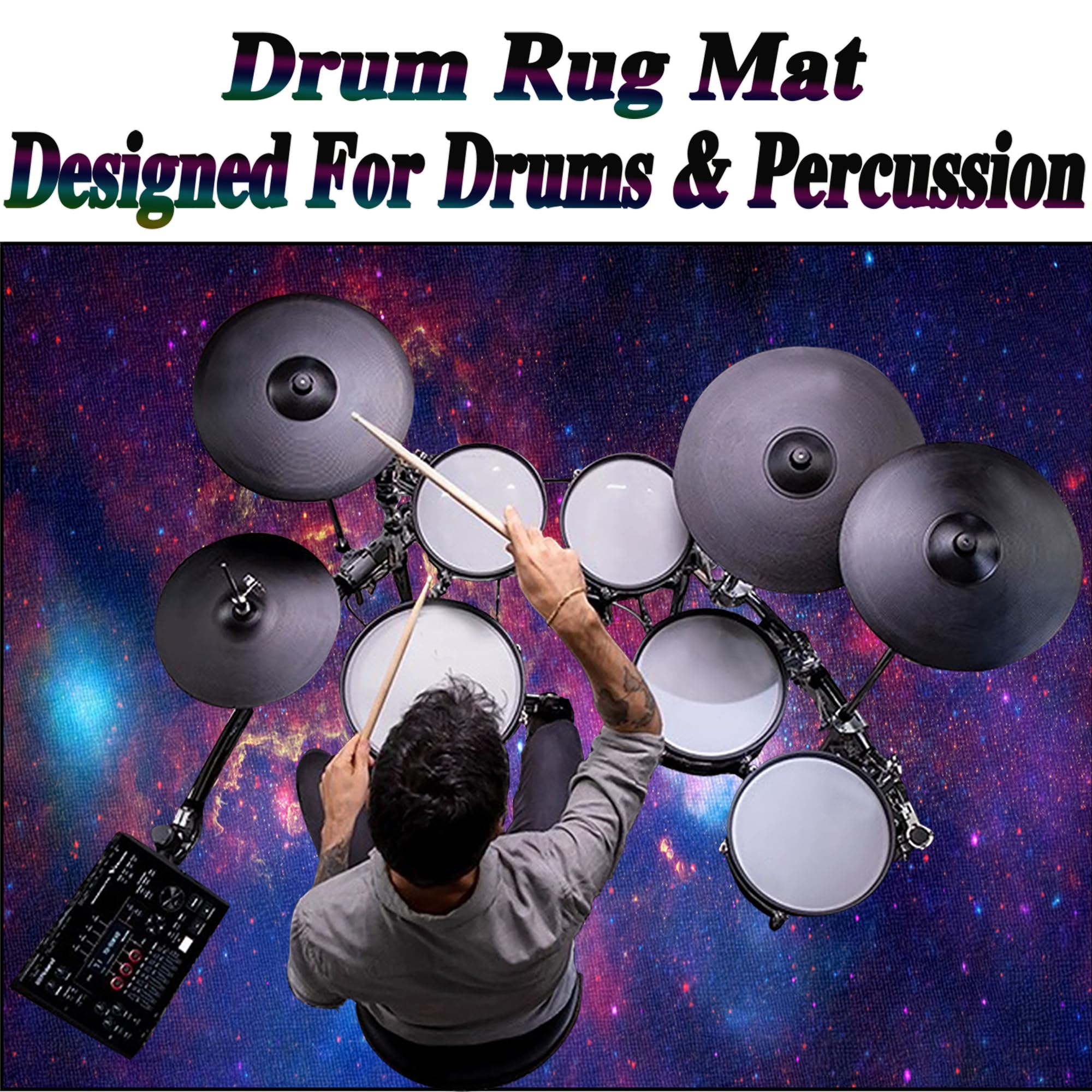 Tappeto per Batteria Tappeto a Tamburo Professionale Tappetino per Batteria Elettronica Strumenti Musicali Coperta Antiscivolo Tappetino Insonorizzato Tappeto Drum Accessori per Batteria 230 x 180 cm