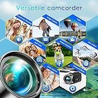 Vista 5 de Cámara de vídeo 4K, videocámara UHD de 36MP para vlogging en YouTube, zoom digital de 18 aumentos, pantalla IPS de 3" con rotación de 270°