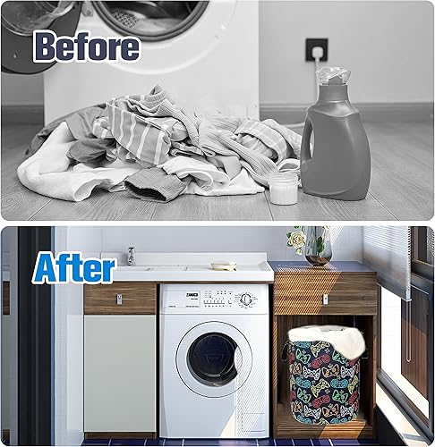 Miniatura 5 de Cesta de lavandería para máquina de juegos a color, divertida, plegable, impermeable, bolsa de tela Oxford, cesta de almacenamiento de ropa, cubo de