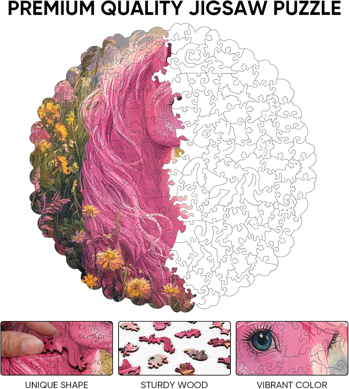 Ixfyloop Wooden Puzzles for Adults, Horse Wood Puzzle, Wooden Jigsaw Puzzles for Adults, Wooden Puzzles Birthday Gifts for Family Game Horse Puzzle Wooden Puzzles, 500 Pieces 16.5x16.3 Inch